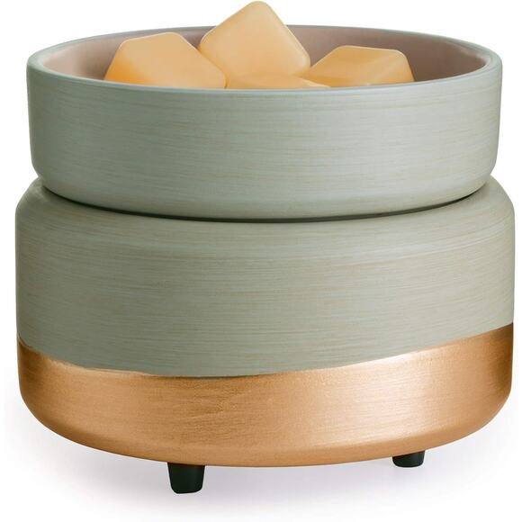 2-in 1 Electric Candle Wax Warmer, Ceramic Wax Melt Warmer, Gold Midas - Picture 1 of 7